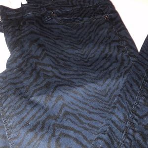 Express  size 12 dark blue & black animal print stretch skinny jeans